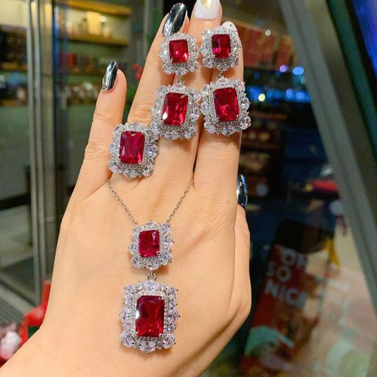 Ruby Gemstone Jewelry Set